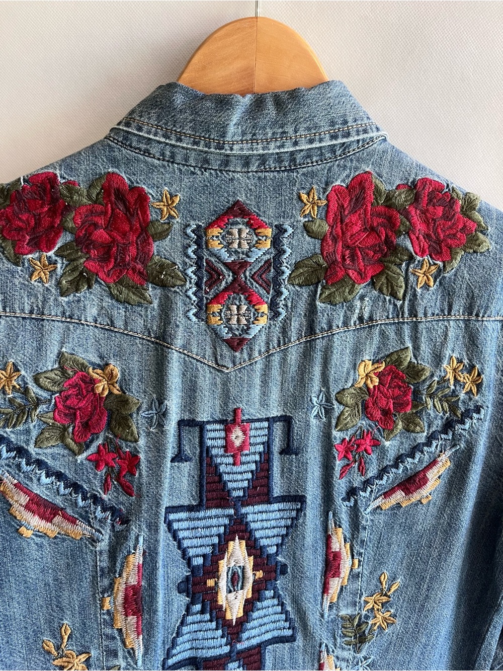 Stetson Embroidered Denim Shirt Dress Western - Picture 9 of 12